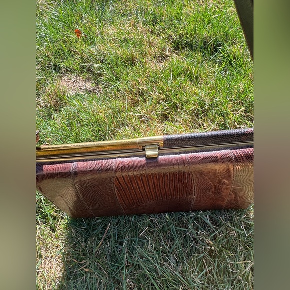 50s Vintage Brown Lizard Skin Purse - Picture 7 of 11